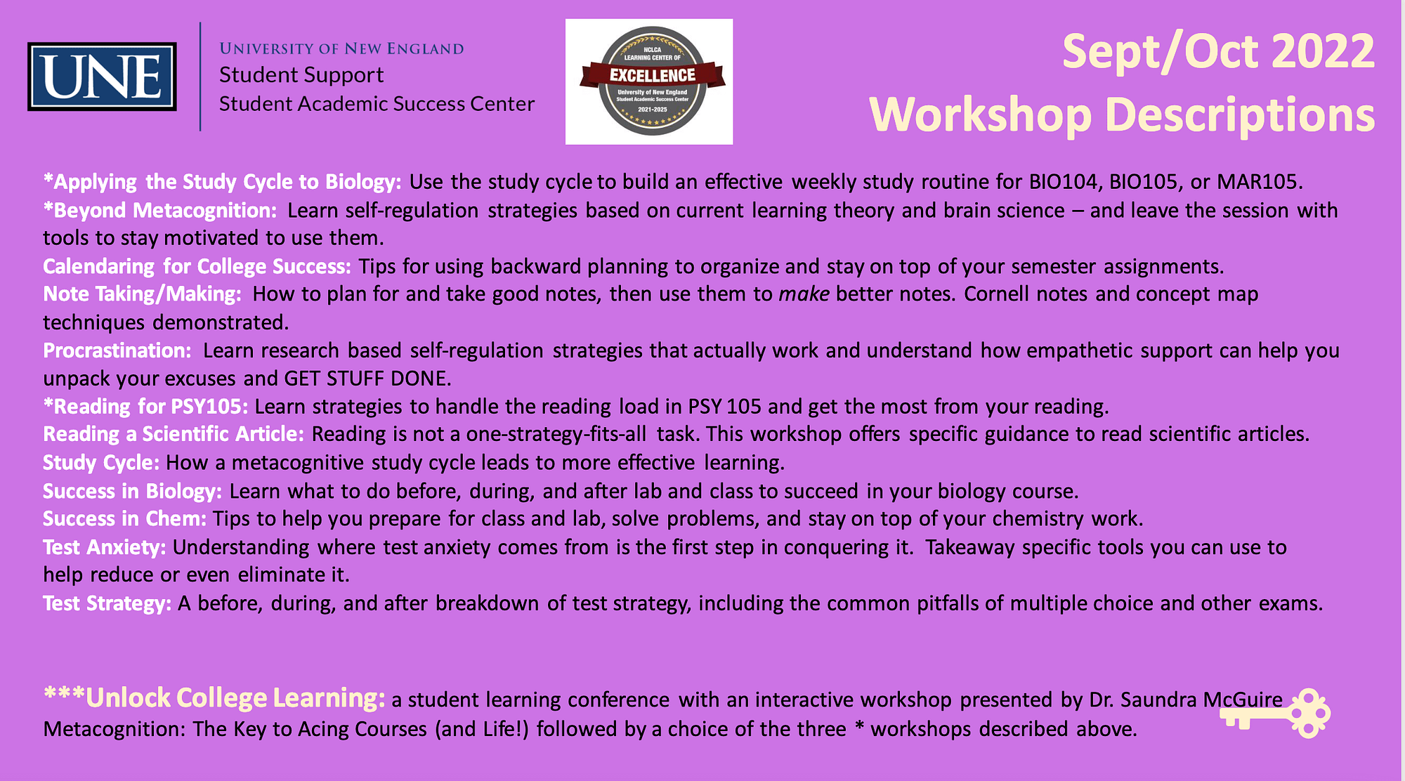 SASC Workshop Descriptions